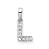 14K White Gold Diamond Letter L Initial with Bail Pendant
