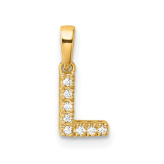 14K Diamond Letter L Initial with Bail Pendant
