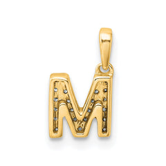 14K Diamond Letter M Initial with Bail Pendant