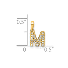 14K Diamond Letter M Initial with Bail Pendant