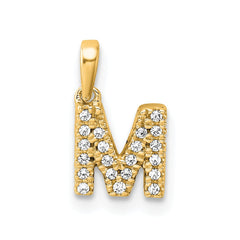 14K Diamond Letter M Initial with Bail Pendant