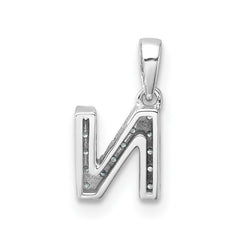 14K White Gold Diamond Letter N Initial with Bail Pendant