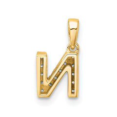 14K Diamond Letter N Initial with Bail Pendant