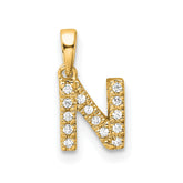 14K Diamond Letter N Initial with Bail Pendant