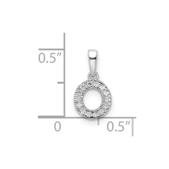 14K White Gold Diamond Letter O Initial with Bail Pendant