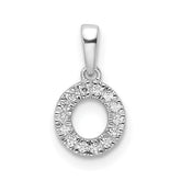 14K White Gold Diamond Letter O Initial with Bail Pendant