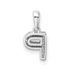 14K White Gold Diamond Letter P Initial with Bail Pendant