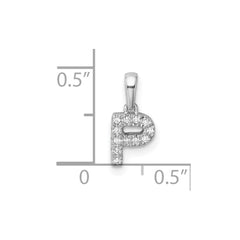 14K White Gold Diamond Letter P Initial with Bail Pendant