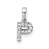 14K White Gold Diamond Letter P Initial with Bail Pendant