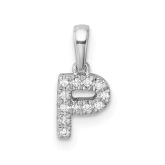 14K White Gold Diamond Letter P Initial with Bail Pendant