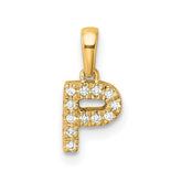 14K Diamond Letter P Initial with Bail Pendant
