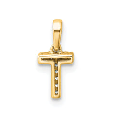 14K Diamond Letter T Initial with Bail Pendant