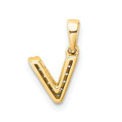 14K Diamond Letter V Initial with Bail Pendant