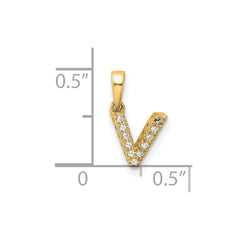 14K Diamond Letter V Initial with Bail Pendant