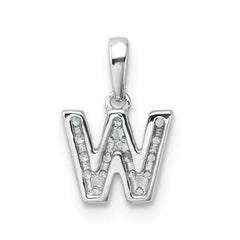14K White Gold Diamond Letter W Initial with Bail Pendant