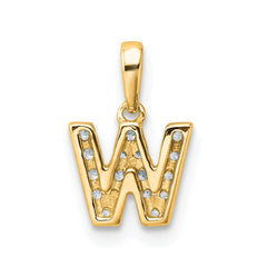 14K Diamond Letter W Initial with Bail Pendant