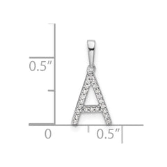 14K White Gold Diamond Letter A Initial Pendant