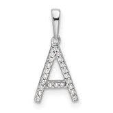 14K White Gold Diamond Letter A Initial Pendant