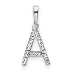 14K White Gold Diamond Letter A Initial Pendant