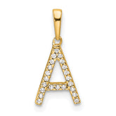14K Diamond Letter A Initial Pendant