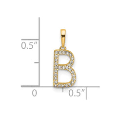 14K Diamond Letter B Initial Pendant