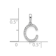 14K White Gold Diamond Letter C Initial Pendant - 5