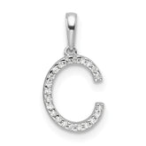 14K White Gold Diamond Letter C Initial Pendant - 5