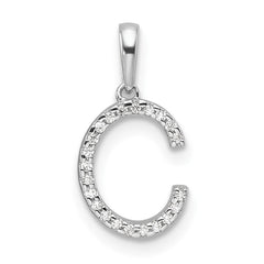 14K White Gold Diamond Letter C Initial Pendant - 5