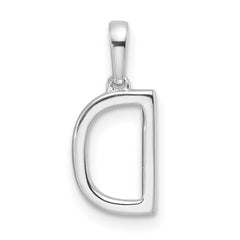 14K White Gold Diamond Letter D Initial Pendant - 4