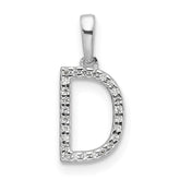14K White Gold Diamond Letter D Initial Pendant - 4