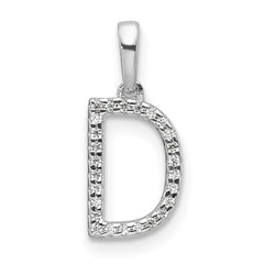 14K White Gold Diamond Letter D Initial Pendant - 4