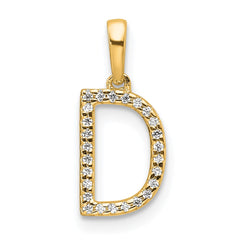 14K Diamond Letter D Initial Pendant - 3
