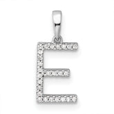 14K White Gold Diamond Letter E Initial Pendant - 4