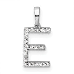 14K White Gold Diamond Letter E Initial Pendant - 4