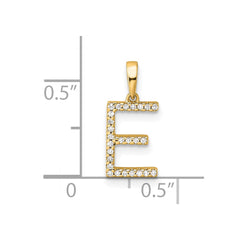 14K Diamond Letter E Initial Pendant - 2