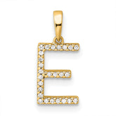 14K Diamond Letter E Initial Pendant - 2