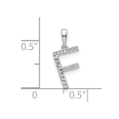 14K White Gold Diamond Letter F Initial Pendant - 5