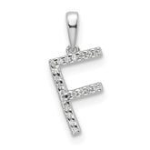 14K White Gold Diamond Letter F Initial Pendant - 5