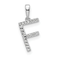14K White Gold Diamond Letter F Initial Pendant - 5