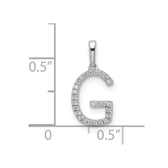 14K White Gold Diamond Letter G Initial Pendant - 4