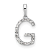 14K White Gold Diamond Letter G Initial Pendant - 4