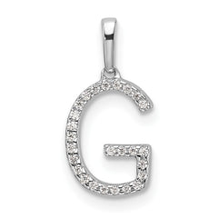 14K White Gold Diamond Letter G Initial Pendant - 4
