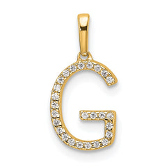14K Diamond Letter G Initial Pendant - 2