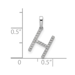 14K White Gold Diamond Letter H Initial Pendant - 4