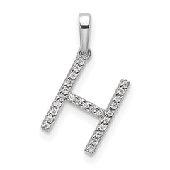 14K White Gold Diamond Letter H Initial Pendant - 4