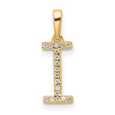 14K Diamond Letter I Initial Pendant - 2