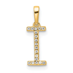 14K Diamond Letter I Initial Pendant - 2