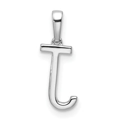14K White Gold Diamond Letter J Initial Pendant - 5