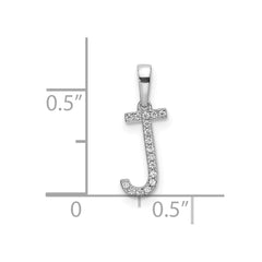 14K White Gold Diamond Letter J Initial Pendant - 5