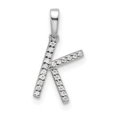 14K White Gold Diamond Letter K Initial Pendant - 3